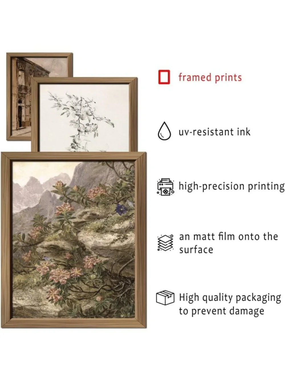 16 PCS Vintage Wall Art Decor Set - Rustic Farmhouse Gallery Frames & Prints for